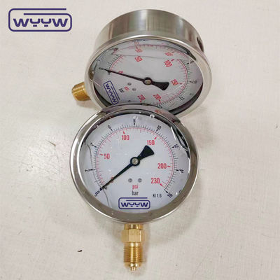 Đường đo áp suất vật liệu chuyển động đồng bằng kích thước kết nối BSP và vật liệu ống Bourdon đồng Phosphor