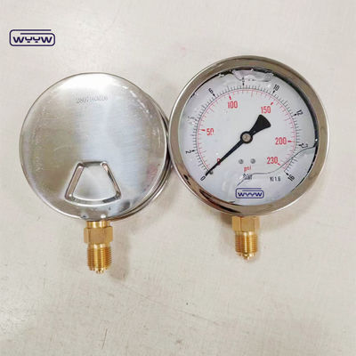 Đường đo áp suất vật liệu chuyển động đồng bằng kích thước kết nối BSP và vật liệu ống Bourdon đồng Phosphor