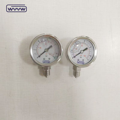 Thép không gỉ Bourton Tube Liquid Gauge 1/4&quot; 1/2''BSP/PT/NPT/G/M Thread ±1.6% Of Full Scale