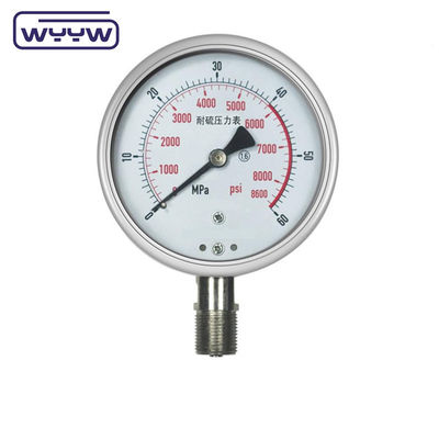 Chất lỏng đầy chân không chính xác cao Gauge ống Bourton thép không gỉ ± 1,6% của quy mô đầy đủ