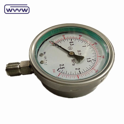 Công cụ đo áp suất 150mm với chất lỏng điền màu đen sơn chỉ số nhôm chính xác bền