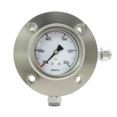 DN25 Flanges Size Diaphragm Pressure Gauge với mặt dưới và cấu hình ống Bourdon cho các ứng dụng công nghiệp