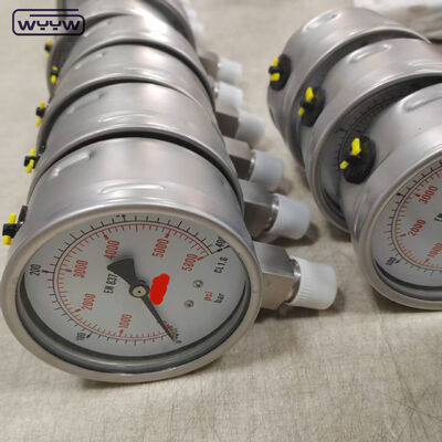 Đồng hồ đo áp suất mặt bích silicon/glycerin, mặt đồng hồ 100mm, gắn đáy, dùng cho ứng dụng công nghiệp