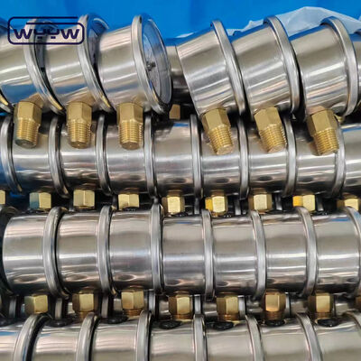 Thép không gỉ 50mm Glycerine đầy nước đầy máy đo áp suất với mặt dưới gắn 14Bar/200Psi