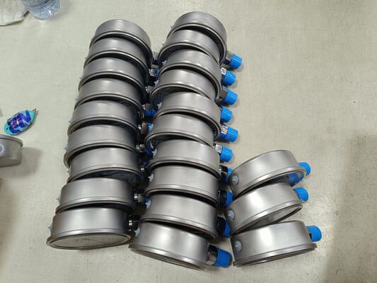 Máy đo áp suất thủy lực chứa chất lỏng 4 inch 100mm với phạm vi 0-2.5MPa/0-25kgf/cm2 và thiết kế chống va chạm