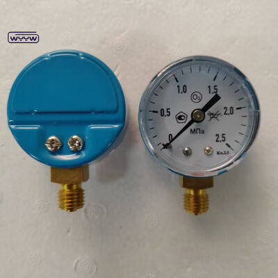 2" Blue Color Case Economy Pressure Gauge với phạm vi 25MPa, lý tưởng cho các ứng dụng oxy và khí tự nhiên