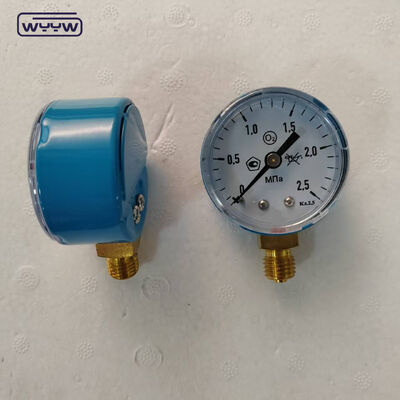 2" Blue Color Case Economy Pressure Gauge với phạm vi 25MPa, lý tưởng cho các ứng dụng oxy và khí tự nhiên