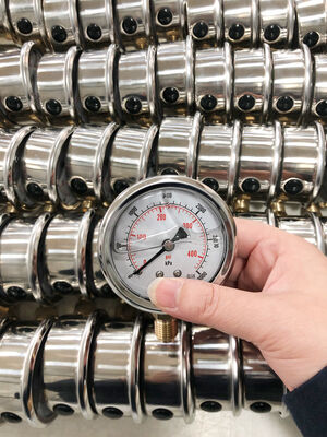 Premium Stainless Steel Liquid Filled Pressure Gauge with Dual Scale and 1.6% Accuracy