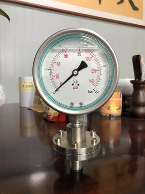 Đồng hồ đo áp suất màng bằng thép không gỉ có bảo vệ màng cho ứng dụng hóa chất & vệ sinh