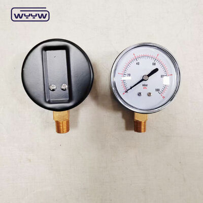 63mm 100mbar Case thép màu đen Capsule Pressure Gauge cho khí với mặt dưới gắn