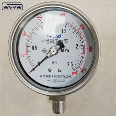 Thép không gỉ Đường đo áp suất chống sốc với phạm vi tùy chỉnh và kết nối đáy đao