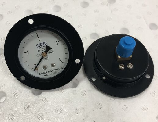 63mm Dial Black Steel Housing Front Flange Pressure Gauge with 0-4MPa Range Panel Mount Manometer