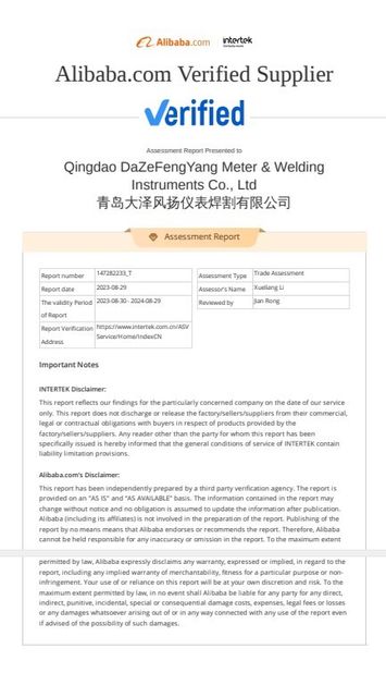 Trung Quốc Qingdao Dazefengyang Meter&amp; Welding Instruments Co., Ltd. Chứng chỉ